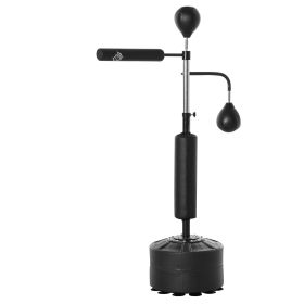 HOMCOM Punching Bag with Stand Heavy Duty Boxing Set Sports Black 34.75"L x 19.75"W x 63"-90.5"H PU