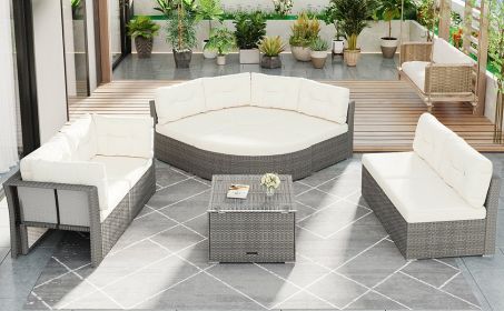 Patio Furniture Set Outdoor Furniture Daybed Rattan Sectional Furniture Set Patio Seating Group With Cushions and Center Table for Patio, Lawn