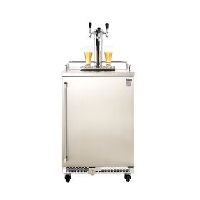 VEVOR Beer Kegerator, Triple Tap Commercial Draft Beer Dispenser for D system, Full Size Keg Refrigerator with 5lbs CO2 Tank
