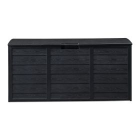 75 Gallon 130LB Gray Plastic Outdoor Storage Box Weather Resistant Deck Box for Patio Garden Poolside Backyard with Lockable Lid and Easy Lift Hinges