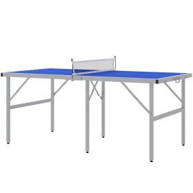 Portable Ping Pong Table Set, Table Tennis Table w/ Net, 2 Paddles, 3 Balls for Outdoor and Indoor, Easy Assembly, Blue