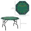 Folding Poker Table, 47" Octagon Blackjack Poker Game Table for 8 Players with Cup Holders, Green