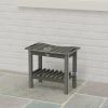 Outsunny 2-Tier Shower Bench, HDPE Weather Resistant Outdoor Side Table with Non-Slip Pads, Handles for Patio, Pool, Dark Gray