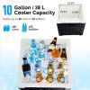 10 Gallon Cooler Side Table, Portable Ice Chest with Built-in Handle, Multifunctional Ice Cooler Outdoor Cocktail Side Table for Camping, Picnic