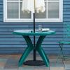 Outsunny Round Alfresco Table: Green Outdoor Bistro Table with Umbrella Hole for Garden