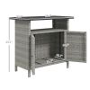 Outsunny Wicker Outdoor Storage Cabinet with Two Doors and Shelf for Outdoor Pool Towel Storage, Gray