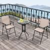 3 Pieces Outdoor Bistro Set with 2 Folding Chairs
