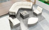 Patio Furniture Set Outdoor Furniture Daybed Rattan Sectional Furniture Set Patio Seating Group With Cushions and Center Table for Patio, Lawn