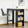 HOMCOM Modern Bar Table Counter Height Dining Table with 3 Storage Shelves for Kitchen, Dining Room, Living Room, Black