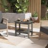 Outsunny 2-Tier Shower Bench, HDPE Weather Resistant Outdoor Side Table with Non-Slip Pads, Handles for Patio, Pool, Dark Gray