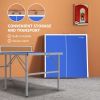 Portable Ping Pong Table Set, Table Tennis Table w/ Net, 2 Paddles, 3 Balls for Outdoor and Indoor, Easy Assembly, Blue