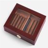 Glass Top Desktop Cigar Humidor,Wooden Cigar Box with Hygrometer Humidifier and Divider,Holds 30-35 Cigars