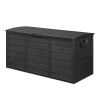75 Gallon 130LB Gray Plastic Outdoor Storage Box Weather Resistant Deck Box for Patio Garden Poolside Backyard with Lockable Lid and Easy Lift Hinges