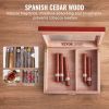 VEVOR 25 Cigars Humidor Glasstop Cedar Cigar Storage Box Humidifier Hygrometer