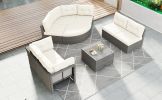 Patio Furniture Set Outdoor Furniture Daybed Rattan Sectional Furniture Set Patio Seating Group With Cushions and Center Table for Patio, Lawn
