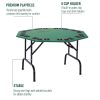 Folding Poker Table, 47" Octagon Blackjack Poker Game Table for 8 Players with Cup Holders, Green