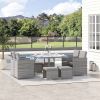 Outsunny 9 Pieces Outdoor Dining Set for 8, Space Saving Wicker Chairs and Square Glass Table with Cushions and Ottomans