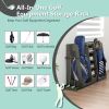 55.5''x16''x37''(LxWxH) Wooden Golf Bag Organizer and Storage Rack, High Quality Wooden 2 Golf Bag Rack with Drawers