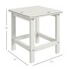 Outsunny Adirondack Side Table, Square Patio End Table, Weather Resistant 15" Outdoor HDPE Table for Porch, Pool, Balcony, White