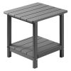 Outdoor Side Table, 17.72W x 14.96D x 17.32H Inch, Double Layer HDPE Outside End Table for Easy Maintenance, Withstand Harsh Weather, Fit for Patio