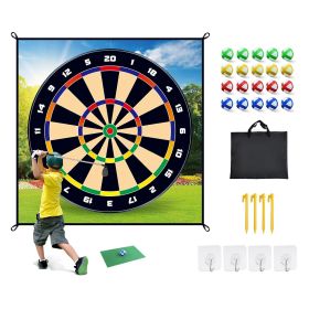 Golf Chipping Dart Game Mat Set With 20 Sticky Balls Ground Stakes Hanging Hooks Carrying Bag Indoor Outdoor Golf Hitting Training Game Mat For Kids B (Color: Multi, size: One size)