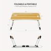 Injection moulded folding table with cup holder