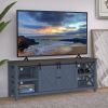 TV Stand for TVs Up to 65", Modern Farmhouse Wood Entertainment Center, Media Console Table with Storage Cabinet & Adjustable Shelves